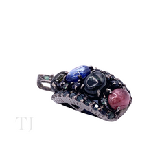 Загрузить изображение в средство просмотра галереи, Multi Colored Tourmaline Curved Pendant in Sterling Silver