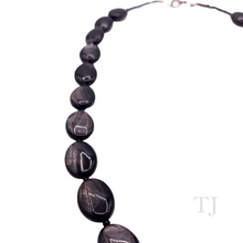 Load image into Gallery viewer, Black Onyx Flat Oval Necklace & Earrings Set