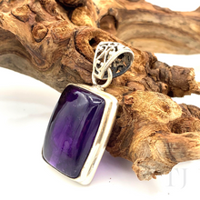 Load image into Gallery viewer, Amethyst Square Cabochon Pendant in sterling silver
