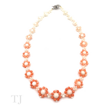 Load image into Gallery viewer, Italian Angel Skin Coral Flower Necklace in Sterling Silver