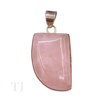 Load image into Gallery viewer, Rose Quartz Tooth Pendant in Sterling Silver