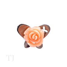 Load image into Gallery viewer, Italian Angle Skin Coral Rose Ring in Sterling Silver