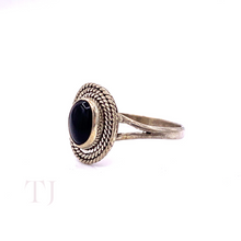 Load image into Gallery viewer, side view of Black Onyx Oval Ring in Sterling Silver