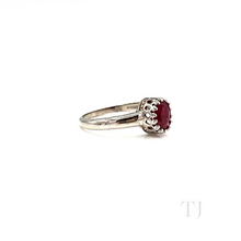 Load image into Gallery viewer, Side view of Ruby Oval Ring in Sterling Silver