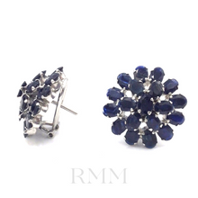 Load image into Gallery viewer, Sapphire Flower Earrings in Sterling Silver