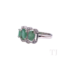 Load image into Gallery viewer, Emerald Oval Cut Ring in Sterling Silver