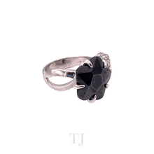 Load image into Gallery viewer, Black Onyx with Diamonique Ring in Sterling Silver