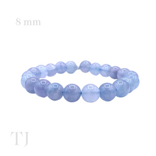 Cargar imagen en el visor de la galería, Aquamarine bead bracelet with elastic string, 8mm bead size