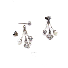 Load image into Gallery viewer, Freshwater Pearl with Diamonique Earrings in Sterling Silver