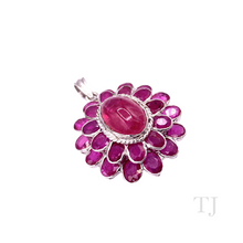 Cargar imagen en el visor de la galería, Ruby Layered Flower Pendant in Sterling Silver