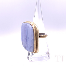 Load image into Gallery viewer, Blue lace agate in Sterling Silver Ring
