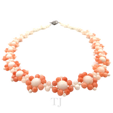Load image into Gallery viewer, Italian Angel Skin Coral Flower Necklace in Sterling Silver