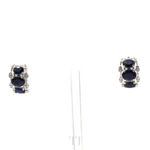 Load image into Gallery viewer, Sapphire with Diamonique Set (Earrings+Ring) in sterling silver