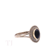 Load image into Gallery viewer, side view of Black Onyx Oval Ring in Sterling Silver