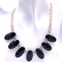 Load image into Gallery viewer, Black Onyx Faceted Oval Necklace with Sterling Silver clasp and chain