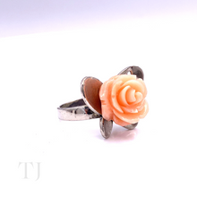 Load image into Gallery viewer, Italian Angle Skin Coral Rose Ring in Sterling Silver