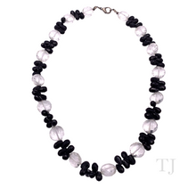 Load image into Gallery viewer, Black Onyx & Quartz Crystal Faceted Necklace with lobster clasp