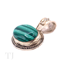 Load image into Gallery viewer, Malachite Oval Cabochon Pendant in Sterling Silver