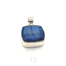 Load image into Gallery viewer, Labradorite Square Pendant in Sterling Silver