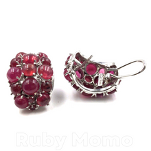 Load image into Gallery viewer, Ruby Cabochon Earrings in Sterling Silver
