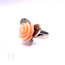 Load image into Gallery viewer, Italian Angle Skin Coral Rose Ring in Sterling Silver