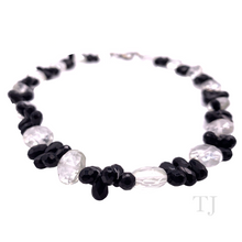 Load image into Gallery viewer, Black Onyx & Quartz Crystal Faceted Necklace with lobster clasp