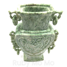 Load image into Gallery viewer, Top view of Antique Jade Incense burner with carvings