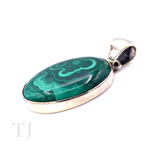 Load image into Gallery viewer, Malachite Oval Shape Pendant in Sterling Silver