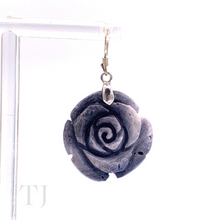 Load image into Gallery viewer, Blue Coral rose shaped earrings with sterling silver hooks