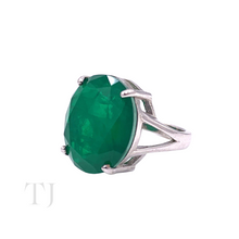 Cargar imagen en el visor de la galería, Emerald Doublet Round Cut Ring in Sterling Silver