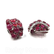 Load image into Gallery viewer, Ruby Cabochon Earrings in Sterling Silver