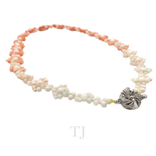 Load image into Gallery viewer, Italian Angel Skin Coral Flower Necklace in Sterling Silver