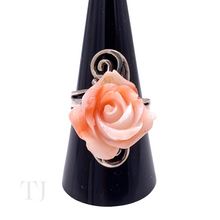 Load image into Gallery viewer, Italian Angel Skin Coral Rose Ring in Sterling Silver