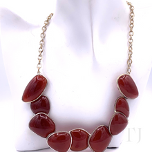 Load image into Gallery viewer, Carnelian cabochon stones in sterling silver necklace