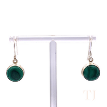 Load image into Gallery viewer, Malachite Round Earrings in Sterling Silver