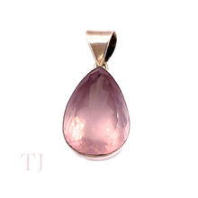 Load image into Gallery viewer, Rose Quartz Tear Drop Pendant in Sterling Silver