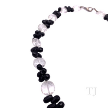 Load image into Gallery viewer, Black Onyx & Quartz Crystal Faceted Necklace with lobster clasp