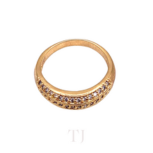 Load image into Gallery viewer, Diamonique Triple Line Ring in Sterling Silver (Gold Coated)