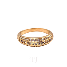 Load image into Gallery viewer, Diamonique Triple Line Ring in Sterling Silver (Gold Coated)