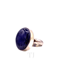 Load image into Gallery viewer, Tanzanite Oval Cabochon Ring in Sterling Silver