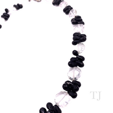 Load image into Gallery viewer, Black Onyx & Quartz Crystal Faceted Necklace with lobster clasp