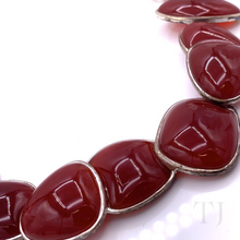 Load image into Gallery viewer, Carnelian cabochon stones in sterling silver necklace closer view