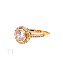 Cargar imagen en el visor de la galería, Diamonique Round Ring in Sterling Silver (Gold Color Coated)