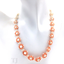 Load image into Gallery viewer, Italian Angel Skin Coral Flower Necklace in Sterling Silver