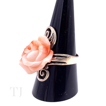 Load image into Gallery viewer, Italian Angel Skin Coral Rose Ring in Sterling Silver