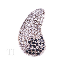 Cargar imagen en el visor de la galería, Diamonique with Black Onyx Bean Shape Pendant in Sterling Silver
