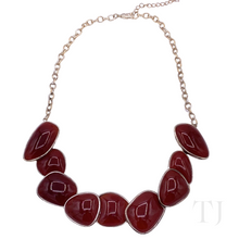 Load image into Gallery viewer, Carnelian cabochon stones in sterling silver necklace