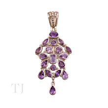 Cargar imagen en el visor de la galería, Amethyst faceted cut pendant in sterling silver