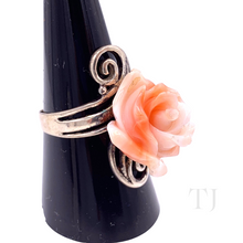Load image into Gallery viewer, Italian Angel Skin Coral Rose Ring in Sterling Silver