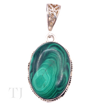 Load image into Gallery viewer, Malachite Oval Pendant in Kanote Designed Sterling Silver